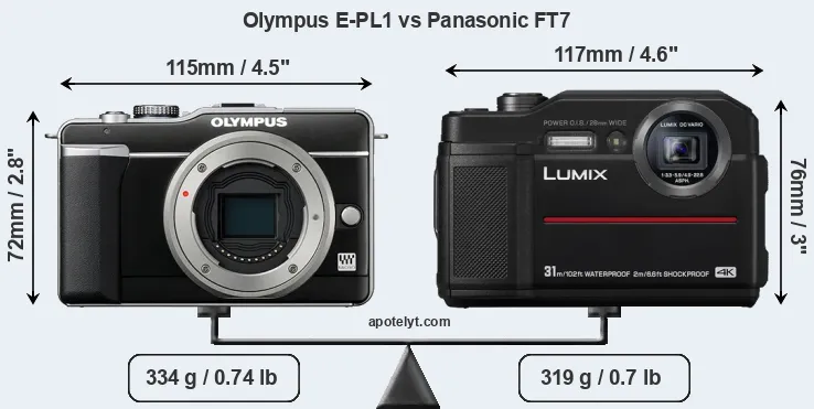 Size Olympus E-PL1 vs Panasonic FT7