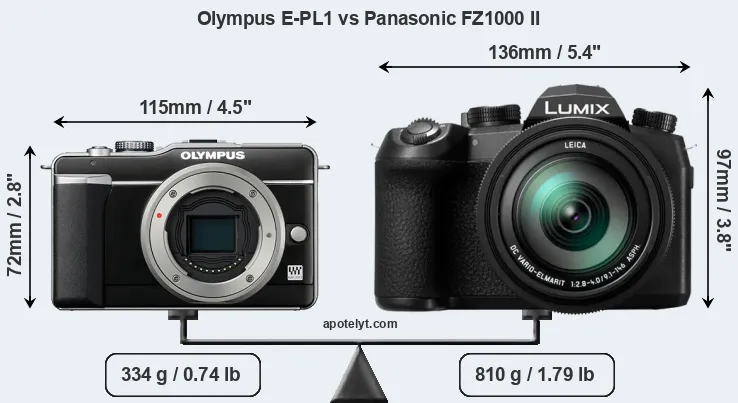 Size Olympus E-PL1 vs Panasonic FZ1000 II