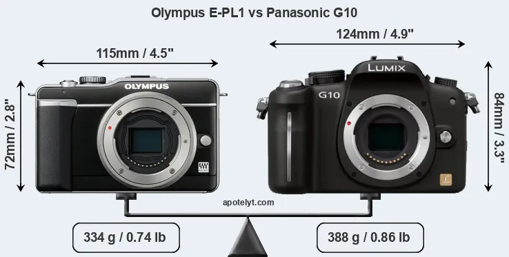 Size Olympus E-PL1 vs Panasonic G10