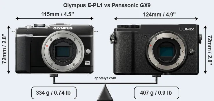 Size Olympus E-PL1 vs Panasonic GX9