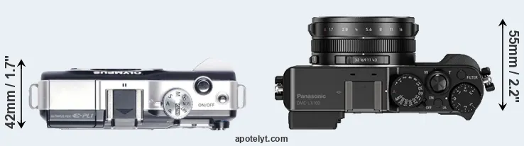 Compare E-PL1 versus LX100 top