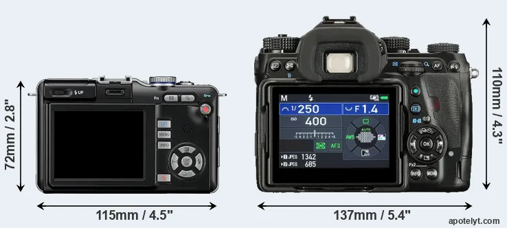 Comparison E-PL1 or K-1 II rear