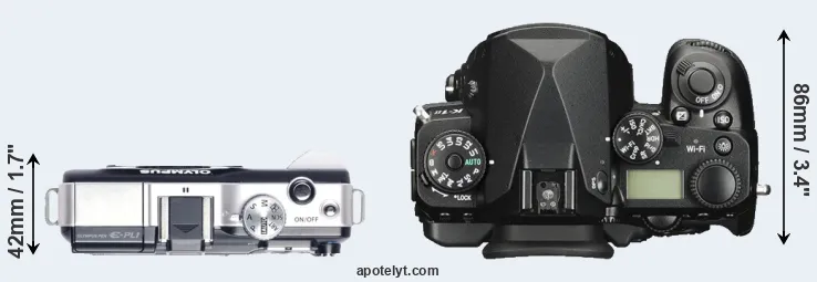 Compare E-PL1 versus K-1 II top