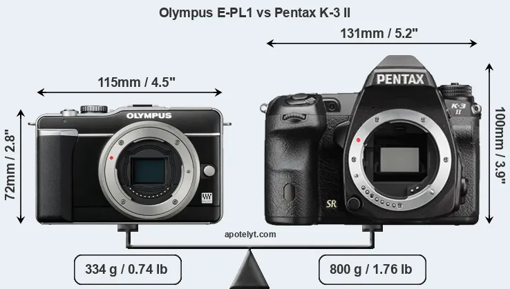 Size Olympus E-PL1 vs Pentax K-3 II