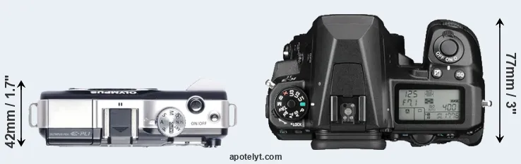 Compare E-PL1 versus K-3 II top