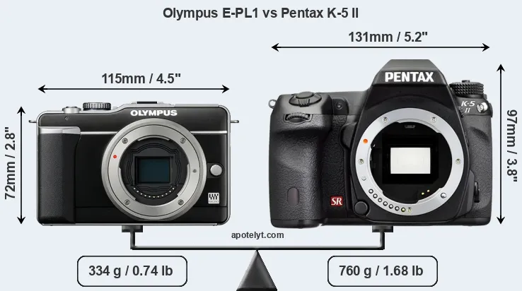 Size Olympus E-PL1 vs Pentax K-5 II