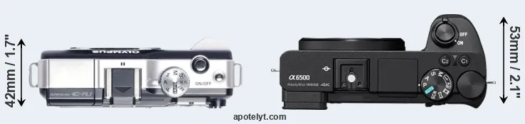 Compare E-PL1 versus A6500 top