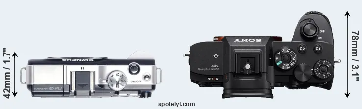 Compare E-PL1 versus A7R IV top