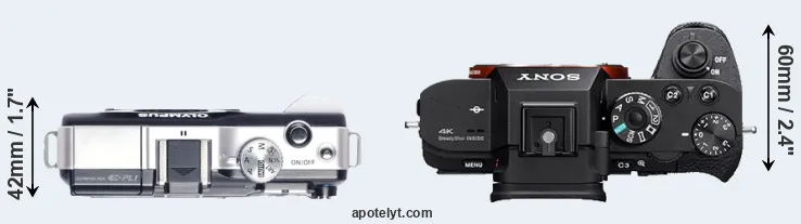 Compare E-PL1 versus A7S II top