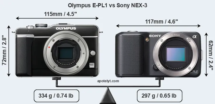 Size Olympus E-PL1 vs Sony NEX-3