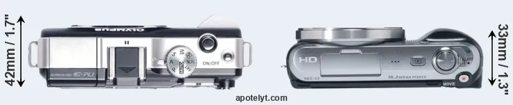 Compare E-PL1 versus NEX-C3 top