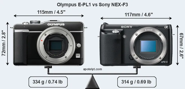 Size Olympus E-PL1 vs Sony NEX-F3