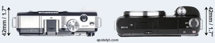 Compare E-PL1 versus NEX-F3 top