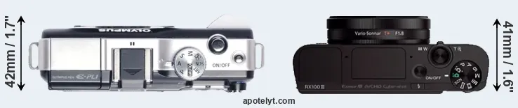Compare E-PL1 versus RX100 III top