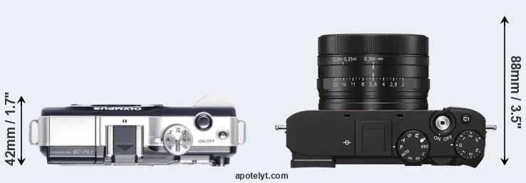 Compare E-PL1 versus RX1R III top
