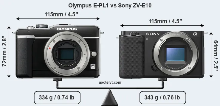 Size Olympus E-PL1 vs Sony ZV-E10
