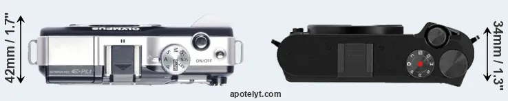 Compare E-PL1 versus M1 top