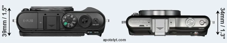 Compare E-PL10 versus E-PM1 top