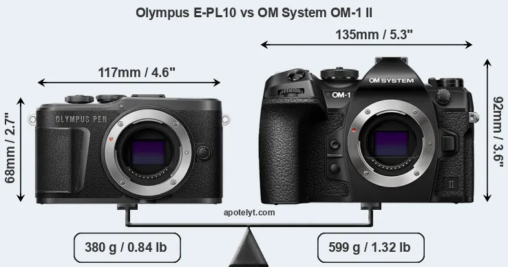 Size Olympus E-PL10 vs OM System OM-1 II