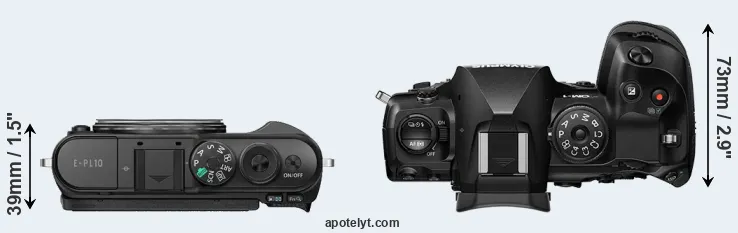 Compare E-PL10 versus OM-1 top