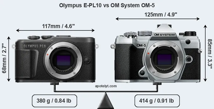 Size Olympus E-PL10 vs OM System OM-5
