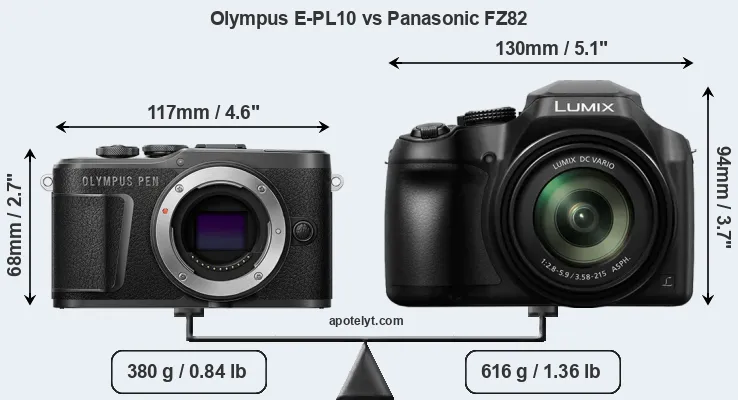 Size Olympus E-PL10 vs Panasonic FZ82