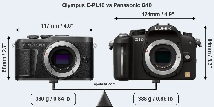 Size Olympus E-PL10 vs Panasonic G10