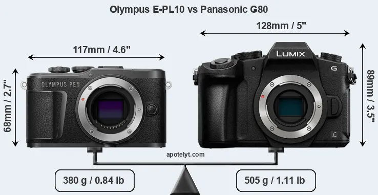 Size Olympus E-PL10 vs Panasonic G80