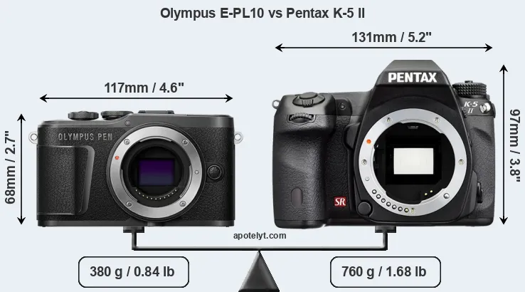 Size Olympus E-PL10 vs Pentax K-5 II