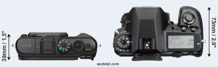 Compare E-PL10 versus K-5 II top
