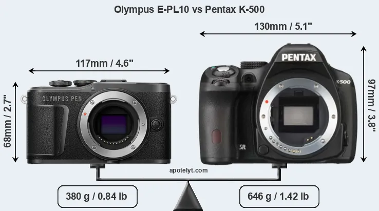 Size Olympus E-PL10 vs Pentax K-500