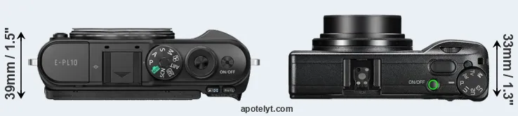 Compare E-PL10 versus GR III top