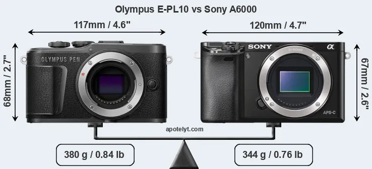 Size Olympus E-PL10 vs Sony A6000