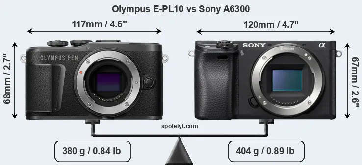 Size Olympus E-PL10 vs Sony A6300