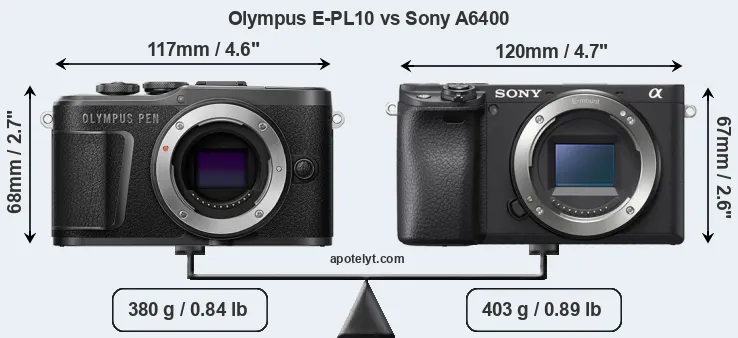 Size Olympus E-PL10 vs Sony A6400