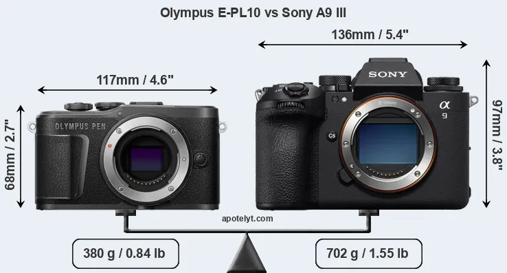 Size Olympus E-PL10 vs Sony A9 III