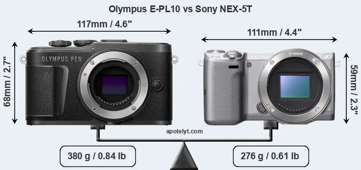 Size Olympus E-PL10 vs Sony NEX-5T