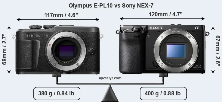 Size Olympus E-PL10 vs Sony NEX-7