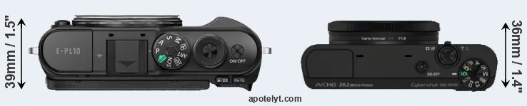 Compare E-PL10 versus RX100 top