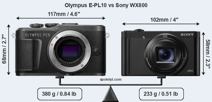 Size Olympus E-PL10 vs Sony WX800