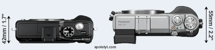 Compare E-PL2 versus GX7 top