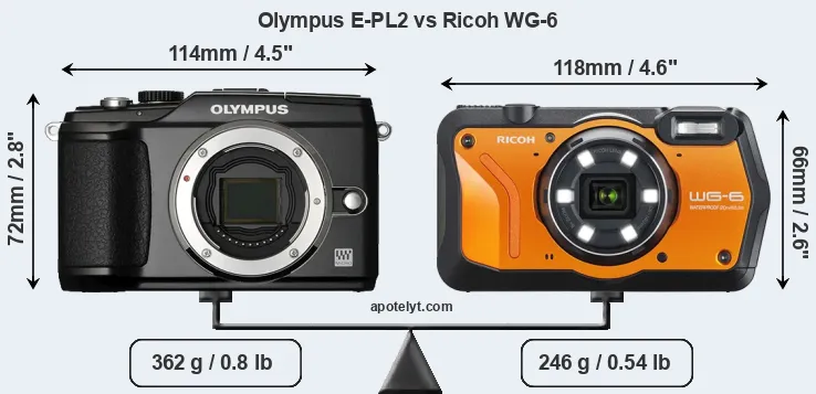 Size Olympus E-PL2 vs Ricoh WG-6