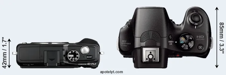 Compare E-PL2 versus A3000 top