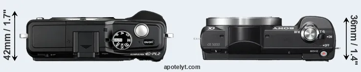 Compare E-PL2 versus A5000 top