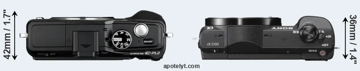 Compare E-PL2 versus A5100 top