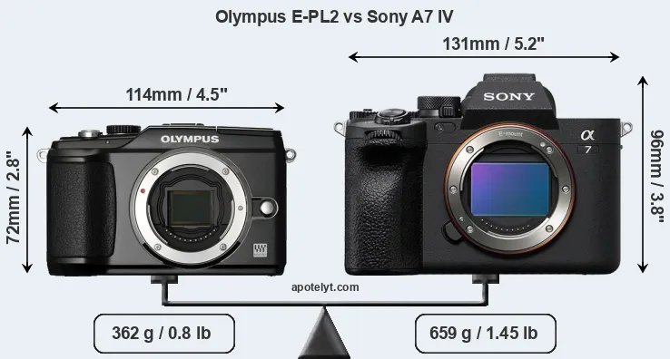 Size Olympus E-PL2 vs Sony A7 IV