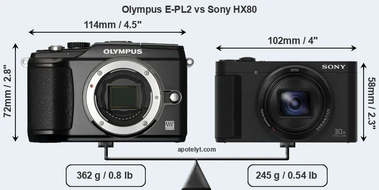 Size Olympus E-PL2 vs Sony HX80