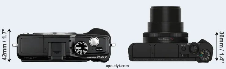 Compare E-PL2 versus HX90V top