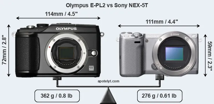 Size Olympus E-PL2 vs Sony NEX-5T