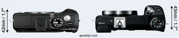 Compare E-PL2 versus NEX-6 top
